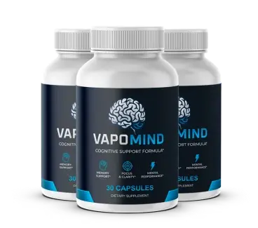 Three bottles of VapoMind cognitive support supplement